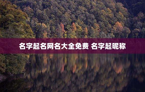 名字起名网名大全免费 名字起昵称