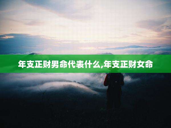 年支正财男命代表什么,年支正财女命
