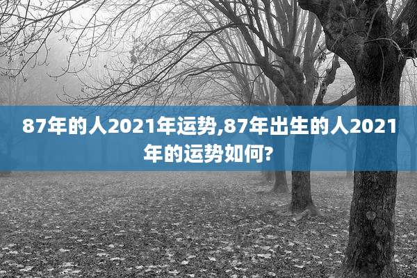 87年的人2021年运势,87年出生的人2021年的运势如何?