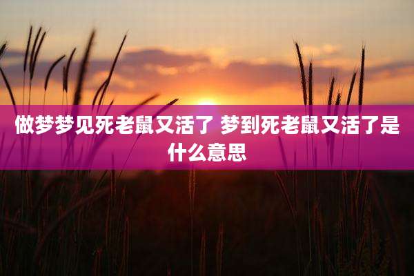 做梦梦见死老鼠又活了 梦到死老鼠又活了是什么意思