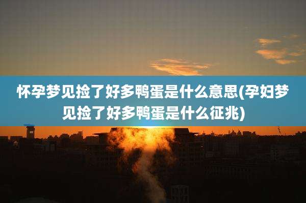 怀孕梦见捡了好多鸭蛋是什么意思(孕妇梦见捡了好多鸭蛋是什么征兆)