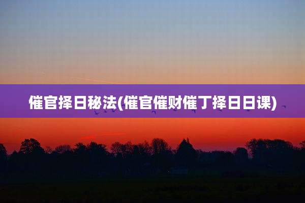 催官择日秘法(催官催财催丁择日日课)