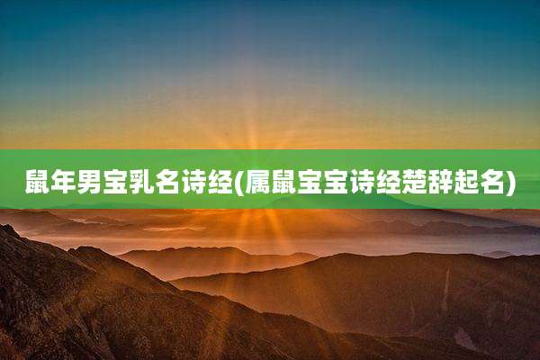 鼠年男宝乳名诗经(属鼠宝宝诗经楚辞起名)