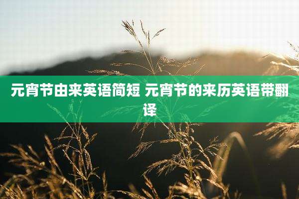 元宵节由来英语简短 元宵节的来历英语带翻译