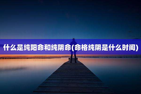 什么是纯阳命和纯阴命(命格纯阴是什么时间)