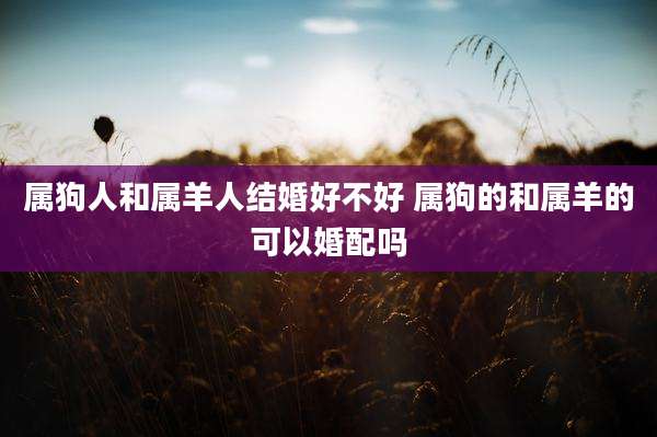 属狗人和属羊人结婚好不好 属狗的和属羊的可以婚配吗