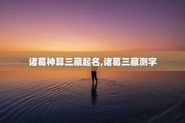 诸葛神算三藏起名,诸葛三藏测字