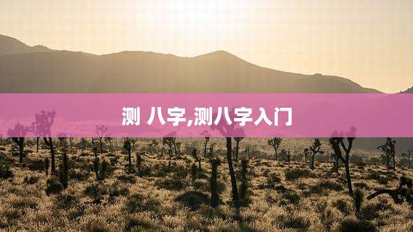 测 八字,测八字入门