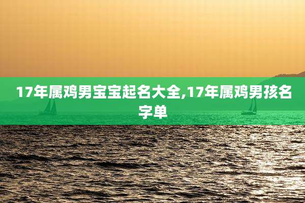 17年属鸡男宝宝起名大全,17年属鸡男孩名字单