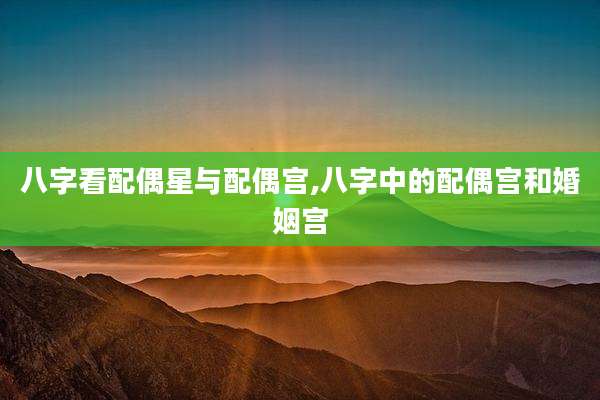 八字看配偶星与配偶宫,八字中的配偶宫和婚姻宫
