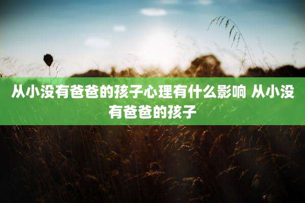从小没有爸爸的孩子心理有什么影响 从小没有爸爸的孩子