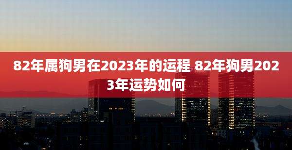 82年属狗男在2023年的运程 82年狗男2023年运势如何
