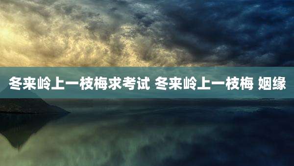 冬来岭上一枝梅求考试 冬来岭上一枝梅 姻缘