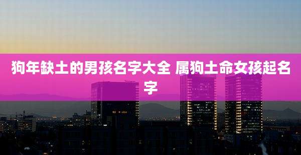 狗年缺土的男孩名字大全 属狗土命女孩起名字
