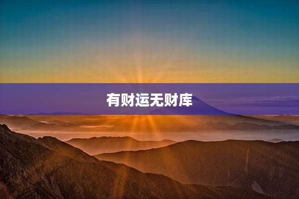 有财运无财库