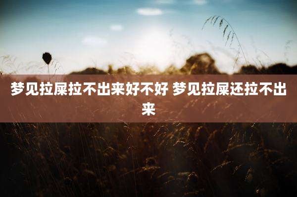 梦见拉屎拉不出来好不好 梦见拉屎还拉不出来