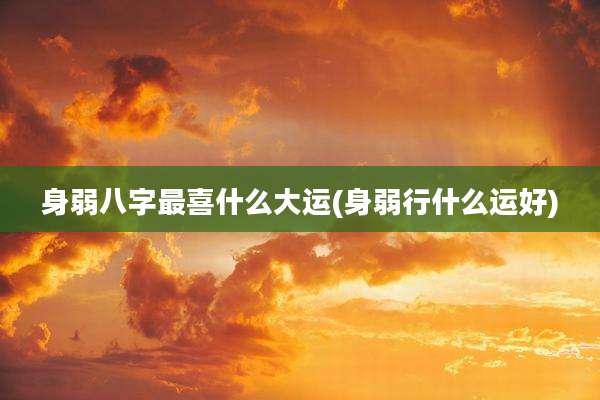 身弱八字最喜什么大运(身弱行什么运好)