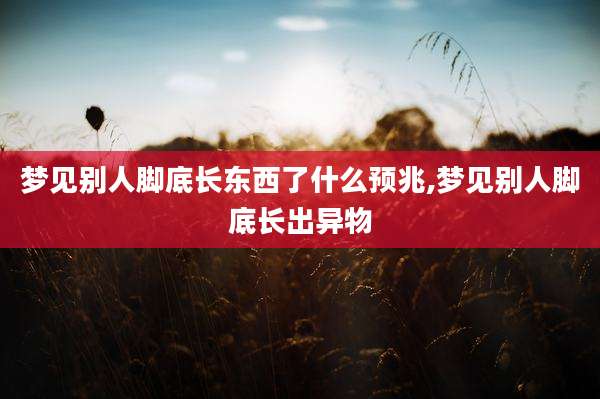 梦见别人脚底长东西了什么预兆,梦见别人脚底长出异物