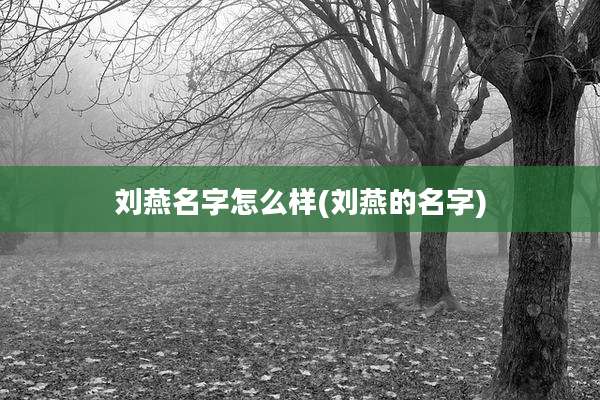 刘燕名字怎么样(刘燕的名字)