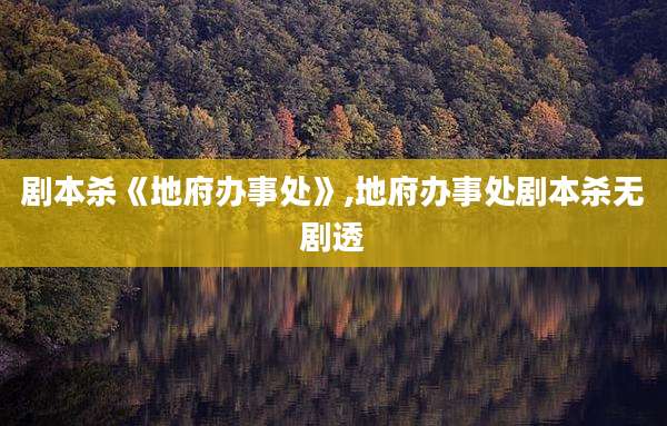 剧本杀《地府办事处》,地府办事处剧本杀无剧透