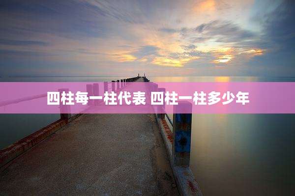 四柱每一柱代表 四柱一柱多少年