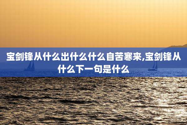 宝剑锋从什么出什么什么自苦寒来,宝剑锋从什么下一句是什么
