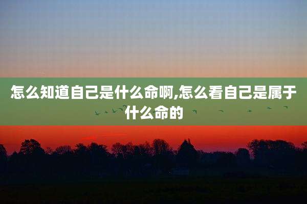 怎么知道自己是什么命啊,怎么看自己是属于什么命的