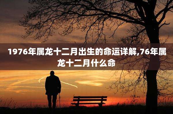1976年属龙十二月出生的命运详解,76年属龙十二月什么命