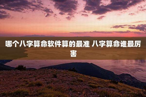 哪个八字算命软件算的最准 八字算命谁最厉害