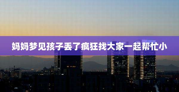 妈妈梦见孩子丢了疯狂找大家一起帮忙小
