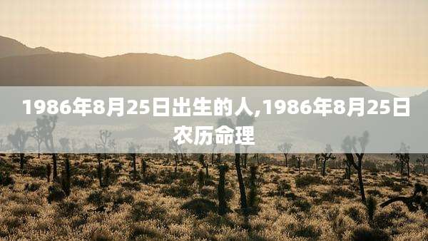 1986年8月25日出生的人,1986年8月25日农历命理