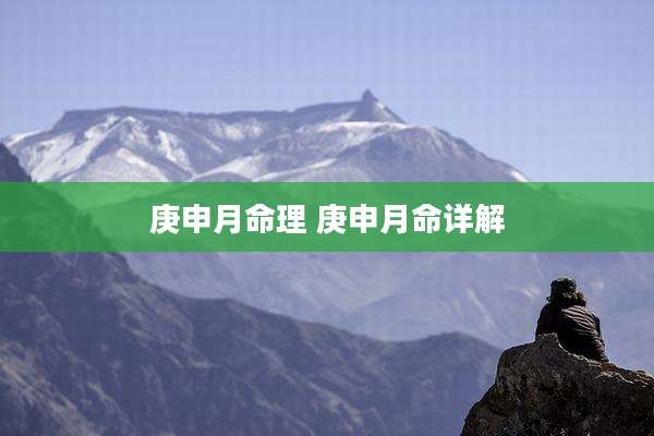 庚申月命理 庚申月命详解