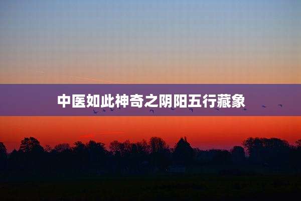 中医如此神奇之阴阳五行藏象