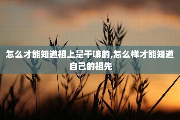 怎么才能知道祖上是干嘛的,怎么样才能知道自己的祖先