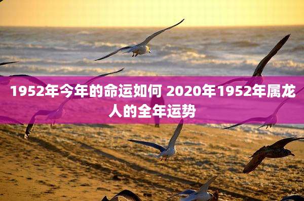 1952年今年的命运如何 2020年1952年属龙人的全年运势