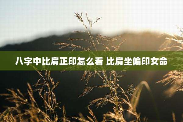 八字中比肩正印怎么看 比肩坐偏印女命