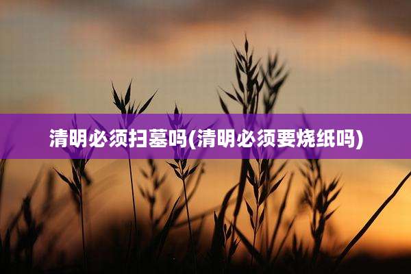 清明必须扫墓吗(清明必须要烧纸吗)