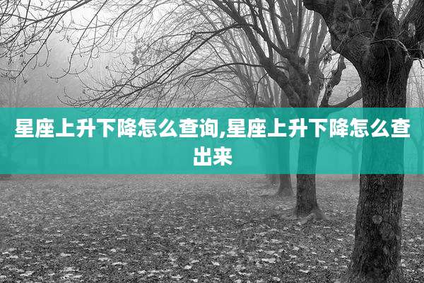 星座上升下降怎么查询,星座上升下降怎么查出来
