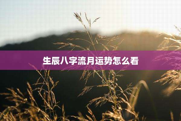 生辰八字流月运势怎么看