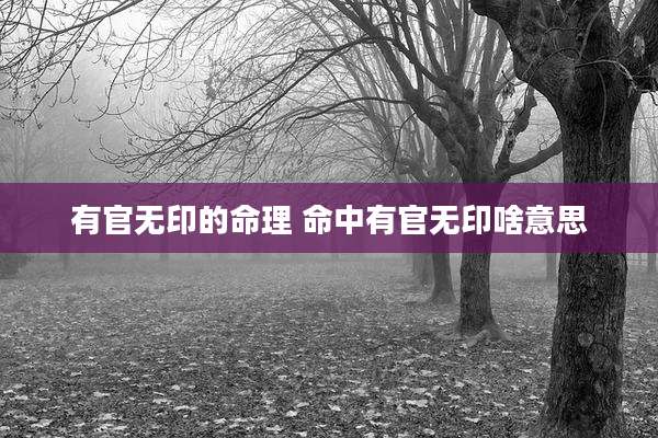 有官无印的命理 命中有官无印啥意思