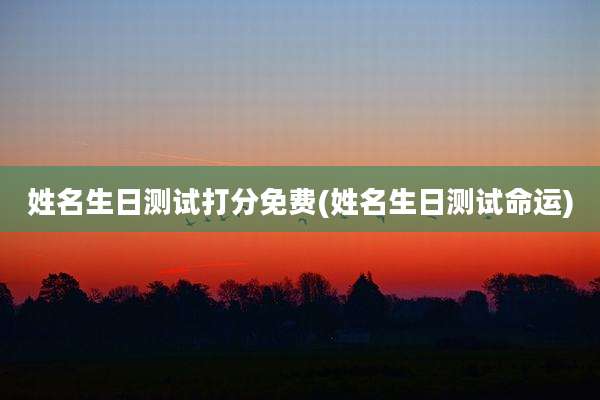 姓名生日测试打分免费(姓名生日测试命运)