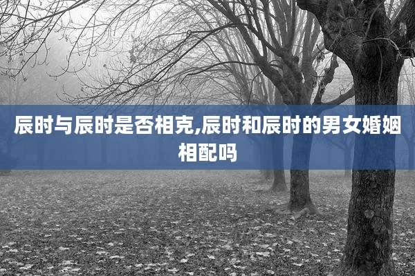 辰时与辰时是否相克,辰时和辰时的男女婚姻相配吗
