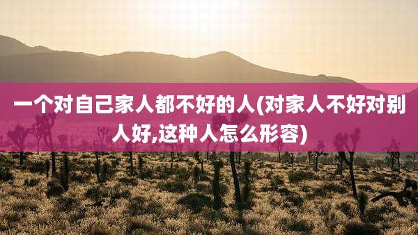 一个对自己家人都不好的人(对家人不好对别人好,这种人怎么形容)