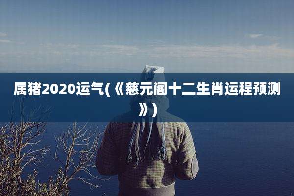 属猪2020运气(《慈元阁十二生肖运程预测》)