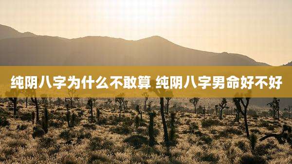 纯阴八字为什么不敢算 纯阴八字男命好不好