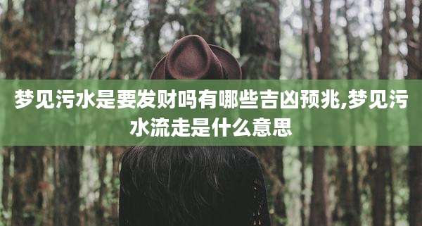 梦见污水是要发财吗有哪些吉凶预兆,梦见污水流走是什么意思