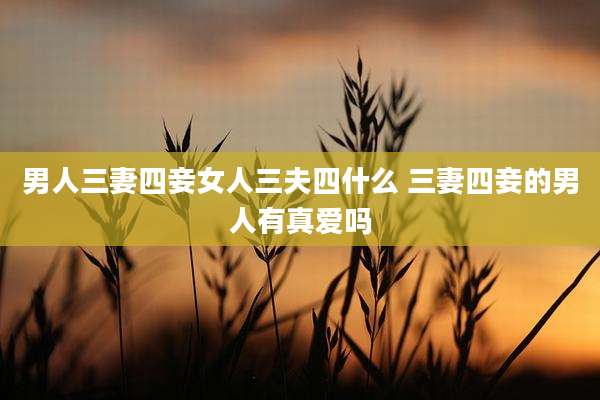 男人三妻四妾女人三夫四什么 三妻四妾的男人有真爱吗