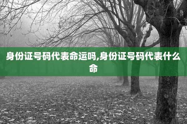身份证号码代表命运吗,身份证号码代表什么命
