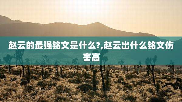 赵云的最强铭文是什么?,赵云出什么铭文伤害高