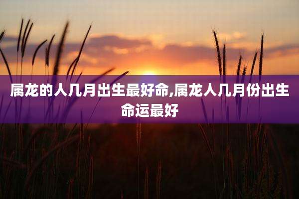 属龙的人几月出生最好命,属龙人几月份出生命运最好
